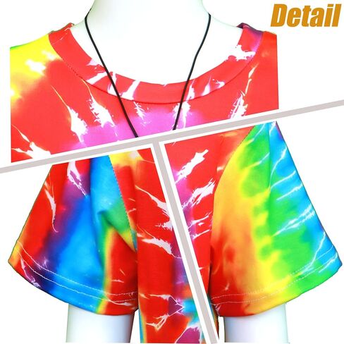Retro 60s 70s Hippie Boys Costume Set 4Pcs Disco Party Outfit with Tie-Dye Shirt, Peace Necklace for Kids Ages 4-12 Years in Saudi Arabia
