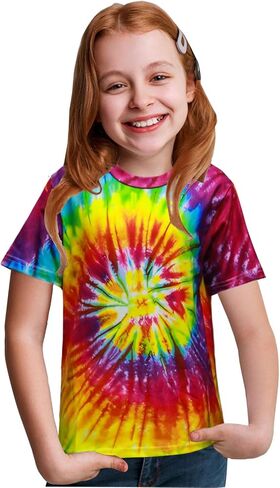 Retro 60s 70s Hippie Boys Costume Set 4Pcs Disco Party Outfit with Tie-Dye Shirt, Peace Necklace for Kids Ages 4-12 Years in Saudi Arabia