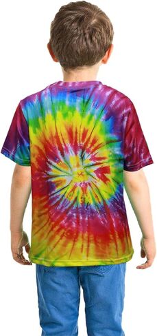 Retro 60s 70s Hippie Boys Costume Set 4Pcs Disco Party Outfit with Tie-Dye Shirt, Peace Necklace for Kids Ages 4-12 Years in Saudi Arabia