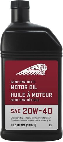 Indian Motorcycle Oil 20W-40 Semi-Synthetic for Specific Chief, Chieftain, Roadmaster, Springfield Models and More With Thunderstroke 111 & 116 Air Cooled Engines, Motor Oils, 1 Quart, Qty 1-2880012 in Saudi Arabia
