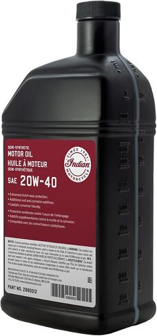 Indian Motorcycle Oil 20W-40 Semi-Synthetic for Specific Chief, Chieftain, Roadmaster, Springfield Models and More With Thunderstroke 111 & 116 Air Cooled Engines, Motor Oils, 1 Quart, Qty 1-2880012 in Saudi Arabia