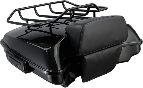 All Black Tour Pack Set 5.5" Razor Tour Pack Trunk W/Black Latches Backrest & Luggage Rack For Harley Touring Road King Street Glide 2014-2023 in Kuwait
