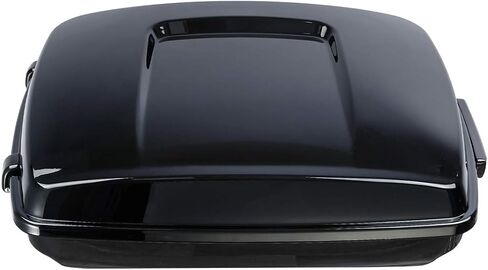مجموعة All Black Tour Pack Set 5.5 "Razor Tour Pack Trunk W/Black Latches Backrest & Luggage Rack لـ Harley Touring Road King Street Glide 2014-2023 in Saudi Arabia
