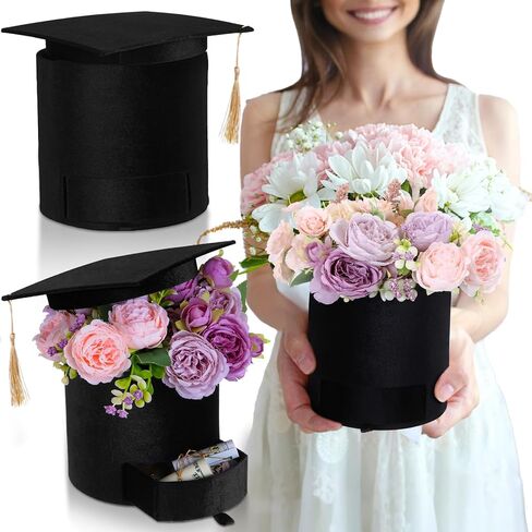 Supervitae 2 PCS VELVET CAPUATION CAP FLOWENT BOMESS BLACK GRAGETING GIME CANDY BOX مع درج 7 × 7 × 6.5 بوصات لترتيب هدايا فاخرة احتفالات حفل الاحتفالات (الجولة) in Kuwait