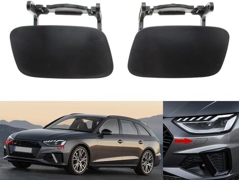 for A-U-D-I B9 A4 A4L 2016+ 8K0 955 275C-2 Front Bumper Headlight Headlamp Washer Nozzle Jet Cap Cover 8K0955275C-2 8K0955276C-2(Black-Set) in Saudi Arabia