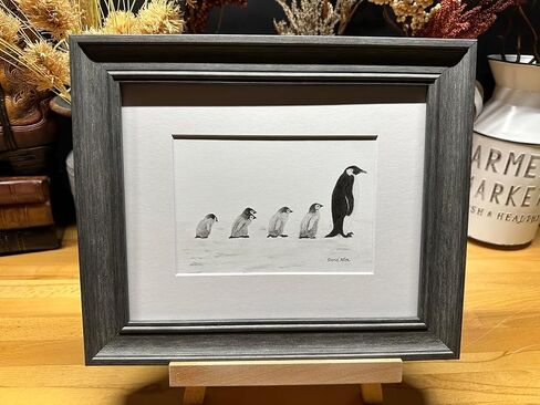 Penguins Nature Wildlife Graphite Pencil Art Sketch Drawing Print Picture Limited Edition ~ Titled 'Are We There Yet?' by David Allen (8x10 Black Frame & Print) in Saudi Arabia