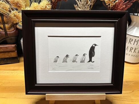 Penguins Nature Wildlife Graphite Pencil Art Sketch Drawing Print Picture Limited Edition ~ Titled 'Are We There Yet?' by David Allen (8x10 Black Frame & Print) in Saudi Arabia