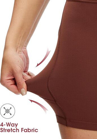 شورتات نانجي عالية الخصر مع جيوب للنساء - زبدة ناعمة رياضي سراويل الدراجة النارية غير الرسمية ، التمرين ، الجري ، صالة الألعاب الرياضية in Kuwait