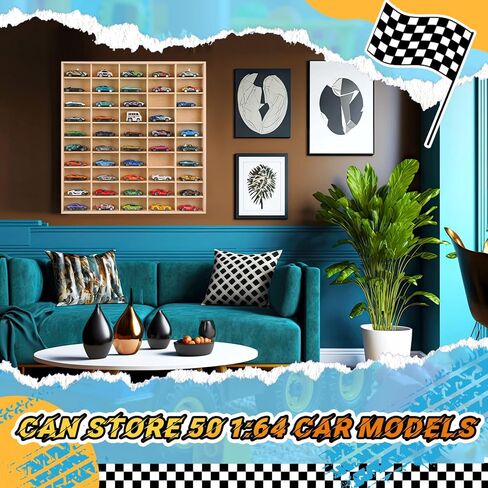 1 Pcs Hot 1/64 Diecast Wheels Display Case Holds Toy Cars Wooden Wall Mount Car Display Shelf Storage Organizer Case for Toy Collectibles , Wheel , Model,10 Layers (50 Spaces) in Saudi Arabia