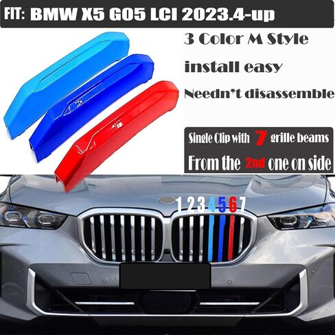 مقاطع McOlored متوافقة مع 23-Up لـ BMW X5 G05 LCI FIT 40I 40IX 50IX M50IX SVA 2023 2024 2025 2026 Stripe Grille Grill Kodney in Kuwait