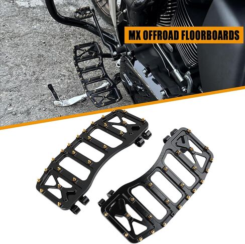 MX Wide Floorboards Foot Pegs Brake Pedal Cover Shifter Peg Kit for Harley Touring 1986-2023 Road Glide Street Glide 86-2017 Softail Fat Boy FL 2012-2016 Dyna FLD (Gold Black) in Saudi Arabia