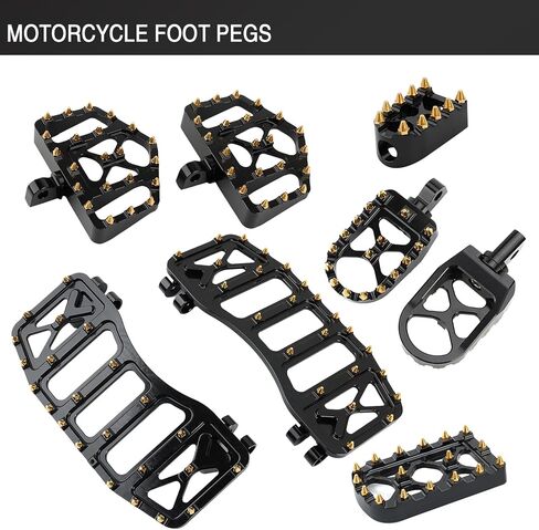MX Wide Floorboards Foot Pegs Brake Pedal Cover Shifter Peg Kit for Harley Touring 1986-2023 Road Glide Street Glide 86-2017 Softail Fat Boy FL 2012-2016 Dyna FLD (Gold Black) in Saudi Arabia
