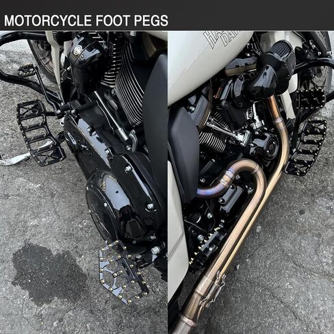 MX Wide Floorboards Foot Pegs Brake Pedal Cover Shifter Peg Kit for Harley Touring 1986-2023 Road Glide Street Glide 86-2017 Softail Fat Boy FL 2012-2016 Dyna FLD (Gold Black) in Saudi Arabia