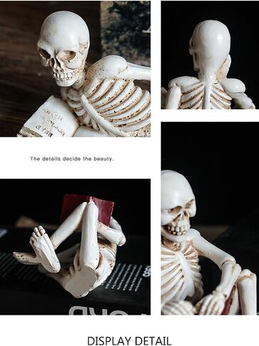 Skeletons Halloween Decorations, Reader Skull Figurines, Cool Home Decorative Halloween Gothic Statue Horror Sculpture Bookshelf Desk Table Indoor Decor in Saudi Arabia