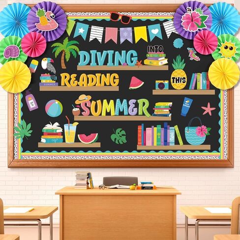 Containlol Spring Bulletin Board Decorations Set for Classroom Spring Into A Good Book Butterfly Flower Bird Bulletin Board Borders Cutouts with Colorful Floral Paper Fans Wall Office Supplies in Saudi Arabia