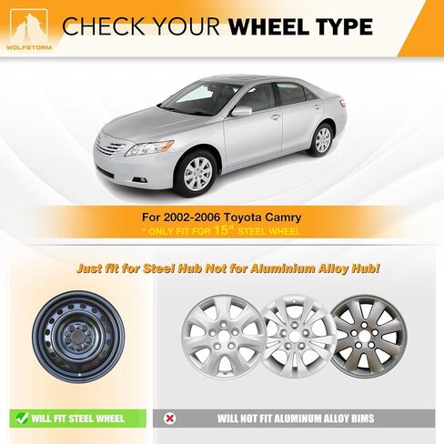 WOLFSTORM 16" 4-Pack Hubcaps for Toyota Camry 2007-2011 (Including Hybrid Model) Steel Wheels, R16 Car Hubcaps Snap On Installation 16 Inch Wheel Rim Cover, Chrome in Saudi Arabia