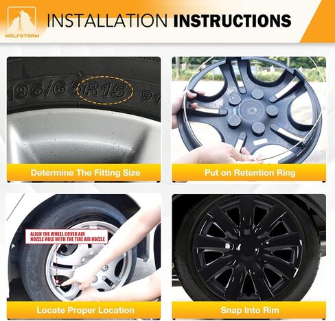 WOLFSTORM 16" 4-Pack Hubcaps for Toyota Camry 2007-2011 (Including Hybrid Model) Steel Wheels, R16 Car Hubcaps Snap On Installation 16 Inch Wheel Rim Cover, Chrome in Saudi Arabia