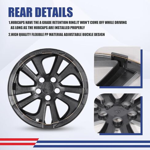 Winjet 1PC استبدال 15 "RIM Cover Cover Hubcaps نمط OEM لعام 2016-2022 Toyota Prius/Prime & 2020-2024 Corolla Hybrid Replace Snap على غطاء المحور-15 بوصة 1pc (Lacquer Silver & Black Lacquer) in Saudi Arabia