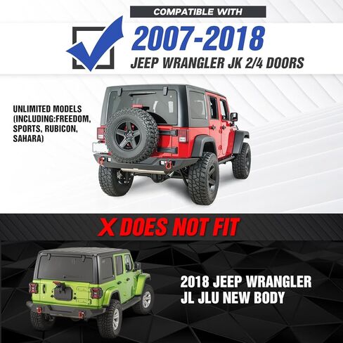 المصد الخلفي متوافق مع 2007-2018 Jeep Wrangler JK JKU Unlimited Paintable Armor ، المصد الخلفي على الطرق الوعرة D-Rings مجهز بمستقبل 2 "" Hitch in Saudi Arabia