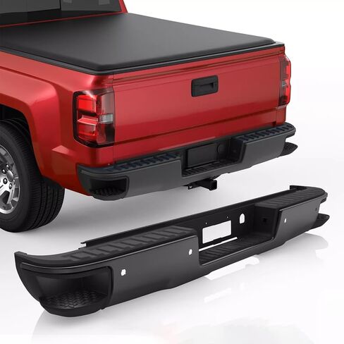 MOSTPLUS Black Rear Bumper Assembly Compatible for 2014-2018 Chevy Silverado GMC Sierra 1500 W/Parking Sensor Holes Complete Back Step Bumpers in Saudi Arabia