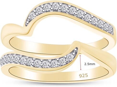 SAVEARTH DIAMONDS 1/5 Carat Round Cut Lab Created Moissanite Diamond Enhancer Guard For Engagement Wedding Ring In 14K Gold Plated 925 Sterling Silver (Color : G-H, Clarity : VVS1, 0.20 Cttw) in Saudi Arabia