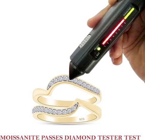 SAVEARTH DIAMONDS 1/5 Carat Round Cut Lab Created Moissanite Diamond Enhancer Guard For Engagement Wedding Ring In 14K Gold Plated 925 Sterling Silver (Color : G-H, Clarity : VVS1, 0.20 Cttw) in Saudi Arabia