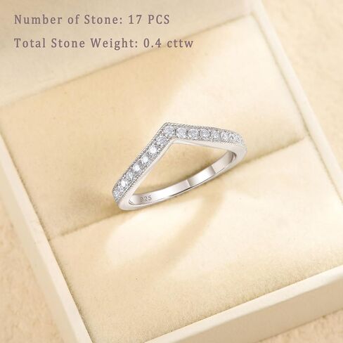 Curved Moissanite Wedding Band for Women D Color VVS1 Eternity Engagement 925 Sterling Silver Rings Size 5-10 in Kuwait