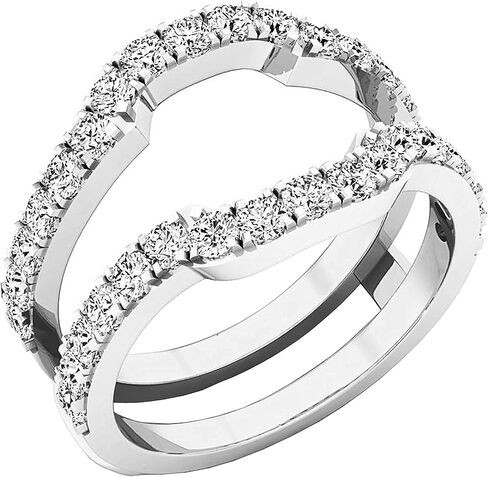 Dazzlingrock Collection 1.00 Carat (ctw) Round Lab Grown White Diamond Ladies Wedding Band Guard Ring 1 CT | Available in Metal 925 Sterling Silver in Saudi Arabia