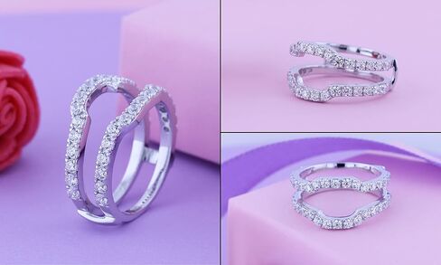 Dazzlingrock Collection 1.00 Carat (ctw) Round Lab Grown White Diamond Ladies Wedding Band Guard Ring 1 CT | Available in Metal 925 Sterling Silver in Saudi Arabia