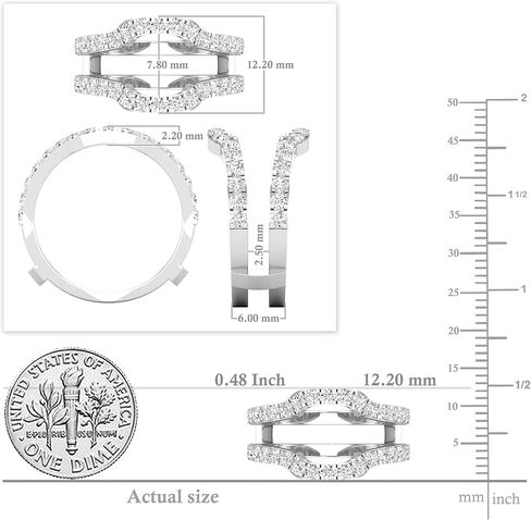 Dazzlingrock Collection 1.00 Carat (ctw) Round Lab Grown White Diamond Ladies Wedding Band Guard Ring 1 CT | Available in Metal 925 Sterling Silver in Saudi Arabia