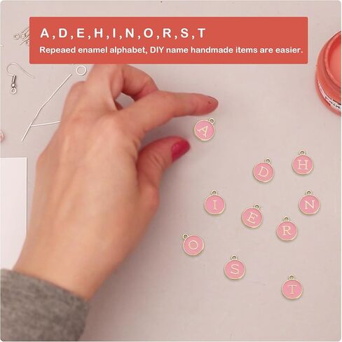 Demearly White Enamel Alphabet Charms with 26 Jump Rings – A-Z Double-Sided Metal Flat Round Letter Charms for Jewelry Making, Bracelets, Keychains, DIY Gifts, Crafts, Pendants (26 Letters) in Kuwait