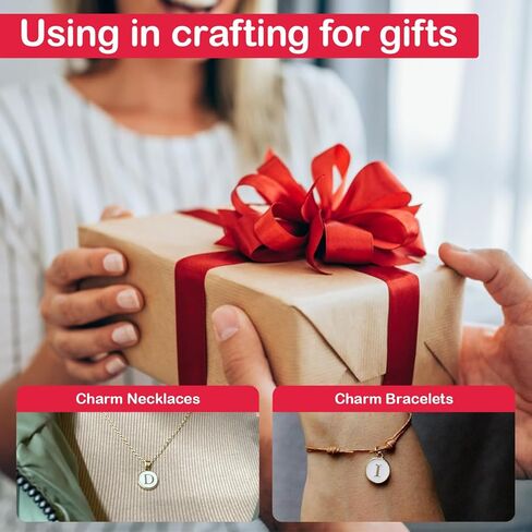 Demearly White Enamel Alphabet Charms with 26 Jump Rings – A-Z Double-Sided Metal Flat Round Letter Charms for Jewelry Making, Bracelets, Keychains, DIY Gifts, Crafts, Pendants (26 Letters) in Kuwait