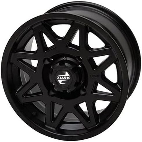Four 28x10-14 Tusk TERRABITE Heavy Duty 8-Ply Radial UTV Tires mounted on Tusk TINTIC Wheels - For POLARIS UTVs - 4/156 bolt pattern - Includes Lug Nuts (4+3 Wheel Offset, Milled Black) in Saudi Arabia