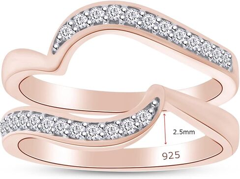 SAVEARTH DIAMONDS 1/5 Carat Round Cut Lab Created Moissanite Diamond Enhancer Guard For Engagement Wedding Ring In 14K Gold Plated 925 Sterling Silver (Color : G-H, Clarity : VVS1, 0.20 Cttw) in Saudi Arabia
