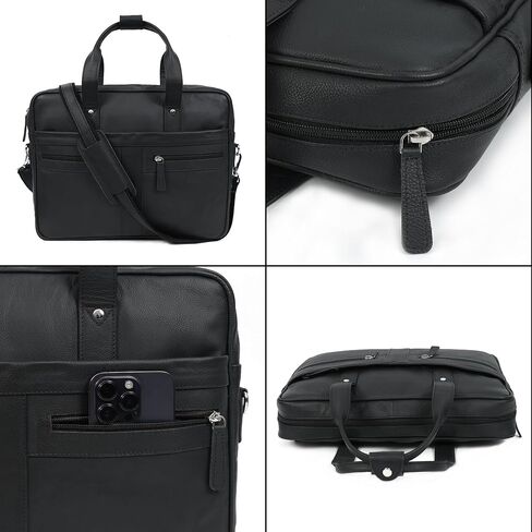 ELIZO Leather Briefcase 16 Inch Laptop Messenger Bag, Travel Computer Bag For Men & Women (Grizzly) in Kuwait