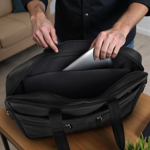 ELIZO Leather Briefcase 16 Inch Laptop Messenger Bag, Travel Computer Bag For Men & Women (Grizzly) in Kuwait