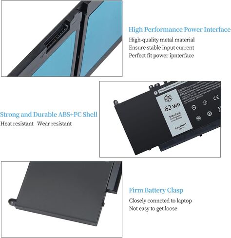 بطارية 45Wh M5Y1K 14.8V لأجهزة Dell Inspiron15 5000 3000 Series 5566 5555 5559 3551 5558 3558 3451 3567 5755 5756 5458 5759 5758 5759 GXVJ3 WKRJ2 VN3N0 HD4J 0 991XP P63F P47F P51F P52F P64G in Saudi Arabia