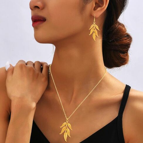 Sixexey Greek Goddess Costume Accessories Toga Laurel Leaf Headband Gold Upper Arm Cuff Leaves Necklace Earrings Jewelry for Women (4pcs) in Saudi Arabia