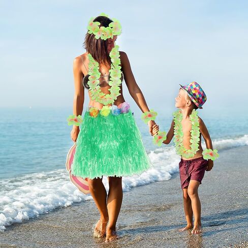 6 PCS Coconut Bra Hawaiian Grass Hula Skirt Costume Set, Flowers Dance Leis Outfits for Women Cosplay Beach Party, Yellow in Saudi Arabia