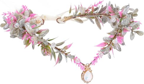 MOSTORY Woodland Flower Fairy Crown - Floral Elf Circlet with Rhinestone for Renfaire Accessories Women Renaissance Cosplay in Saudi Arabia