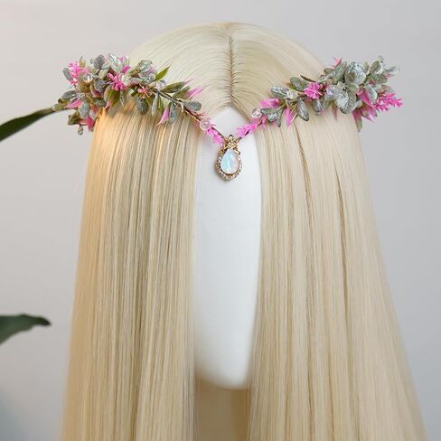 MOSTORY Woodland Flower Fairy Crown - Floral Elf Circlet with Rhinestone for Renfaire Accessories Women Renaissance Cosplay in Saudi Arabia