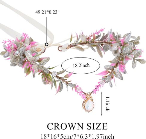 MOSTORY Woodland Flower Fairy Crown - Floral Elf Circlet with Rhinestone for Renfaire Accessories Women Renaissance Cosplay in Saudi Arabia