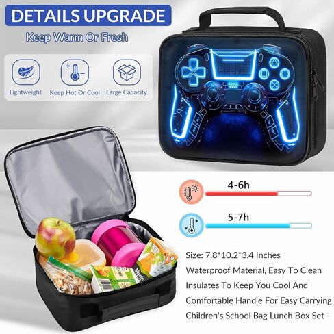 Boys Rolling Backpack for Kids - 3PCS Gamer Boys Rolling Backpack with Lunch Bag Set, Multifunctional Wheeled Bookbag for Elementary Middle School, Lightweight Travel Roller Bag in Kuwait