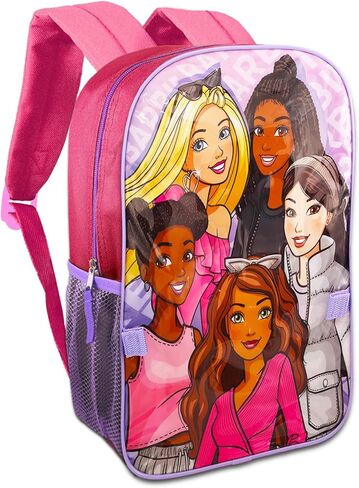حقيبة ظهر Barbie مع مجموعة صندوق الغداء - حزمة مع حقيبة ظهر Barbie 16 "، حقيبة غداء ، زجاجة ماء ، ملصقات ، المزيد | حقيبة ظهر للفتيات ، الأطفال in Saudi Arabia