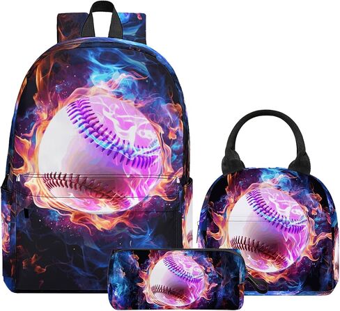 3pcs Boys Baseball Backback ، حقيبة الكتب للأطفال الأولاد مع صندوق الغداء ، و 17 بوصة مراهقة للبيسبول يعودون إلى مجموعة حقيبة المدرسة ، وحقيبة الظهر المحمول لمدرسة Mens/DayPack in Kuwait