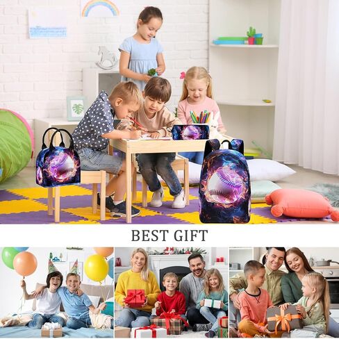 3pcs Boys Baseball Backback ، حقيبة الكتب للأطفال الأولاد مع صندوق الغداء ، و 17 بوصة مراهقة للبيسبول يعودون إلى مجموعة حقيبة المدرسة ، وحقيبة الظهر المحمول لمدرسة Mens/DayPack in Kuwait