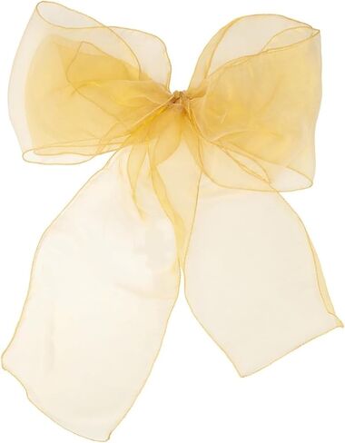 Elegant Organza Chair Sashes Sheer Fabric Sashes for Weddings, Parties, and Special Events – (Pack of 10 Pieces, Gold) Champagne in Saudi Arabia
