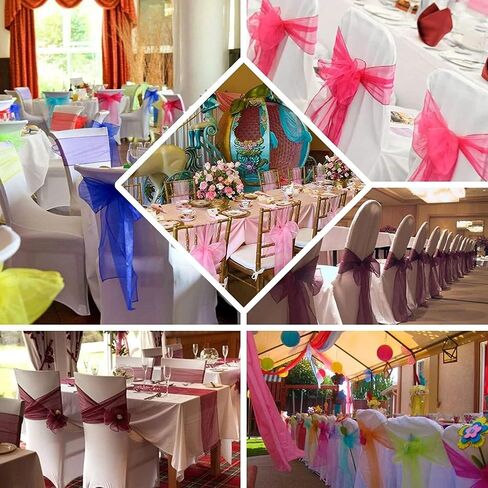 Elegant Organza Chair Sashes Sheer Fabric Sashes for Weddings, Parties, and Special Events – (Pack of 10 Pieces, Gold) Champagne in Saudi Arabia