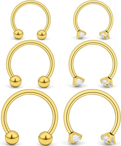 Ocptiy 16G Horseshoes Septum Rings 316L Surgical Steel Septum Nose Rings Cartilage Helix Tragus Earring Hoop Eyebrow Lip Rings Retainer Piercing Jewelry for Women Men 8mm 10mm 12mm in Saudi Arabia