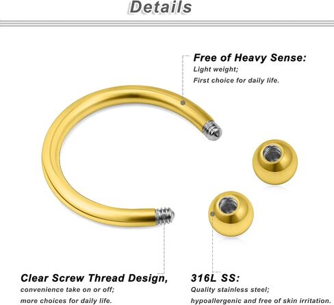 Ocptiy 16G Horseshoes Septum Rings 316L Surgical Steel Septum Nose Rings Cartilage Helix Tragus Earring Hoop Eyebrow Lip Rings Retainer Piercing Jewelry for Women Men 8mm 10mm 12mm in Saudi Arabia